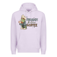 Lilac froggy before coffee Premium Hoodie - MaliasSmallBusiness