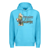Ocean Blue froggy before coffee Premium Hoodie - MaliasSmallBusiness