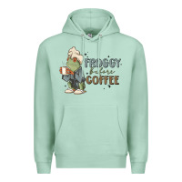 Seafoam froggy before coffee Premium Hoodie - MaliasSmallBusiness