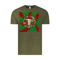 Vintage Olive Christmas bull skull Vintage Tee - BarkalooDesign