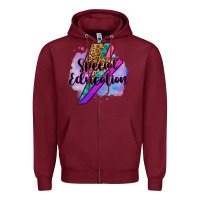 Burgundy special eduation teacher lightning bolt Zipper Hoodie - Zillion Design Studio