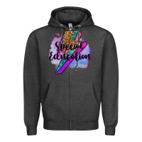 Charcoal Heather special eduation teacher lightning bolt Zipper Hoodie - Zillion Design Studio