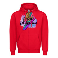 Red special eduation teacher lightning bolt Zipper Hoodie - Zillion Design Studio
