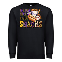 Black i'm just here for the snacks baseball purple and g Premium Sweatshirt - Jasminsmagicworld