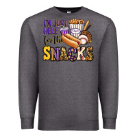Charcoal Heather i'm just here for the snacks baseball purple and g Premium Sweatshirt - Jasminsmagicworld