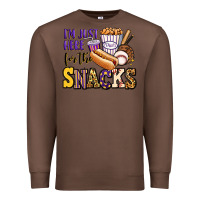 Chestnut i'm just here for the snacks baseball purple and g Premium Sweatshirt - Jasminsmagicworld