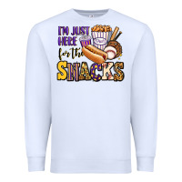 White i'm just here for the snacks baseball purple and g Premium Sweatshirt - Jasminsmagicworld