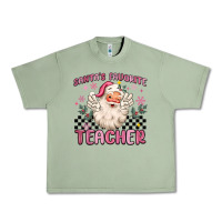 Oil Green santa's favorite teacher Urban Heavy Tee - MaliasSmallBusiness