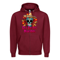 Burgundy dia de los muertos Zipper Hoodie - CTS Tumbler Store