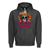 Charcoal Heather dia de los muertos Zipper Hoodie - CTS Tumbler Store