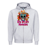 Heather Grey dia de los muertos Zipper Hoodie - CTS Tumbler Store