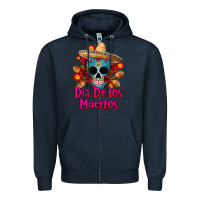 Navy dia de los muertos Zipper Hoodie - CTS Tumbler Store