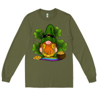 Army Green st patricks day gnomes shamrock gold horseshoes rainbow Long Sleeve Tee - RanaPortraitStore