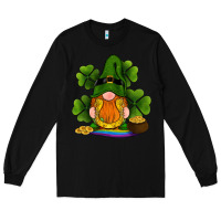 Black st patricks day gnomes shamrock gold horseshoes rainbow Long Sleeve Tee - RanaPortraitStore
