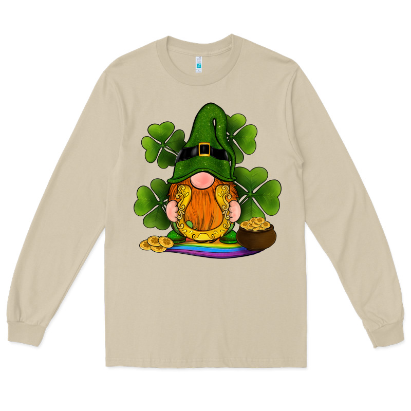 St Patricks Day Gnomes Shamrock Gold Horseshoes Rainbow Long Sleeve Tee by RanaPortraitStore | Teevron