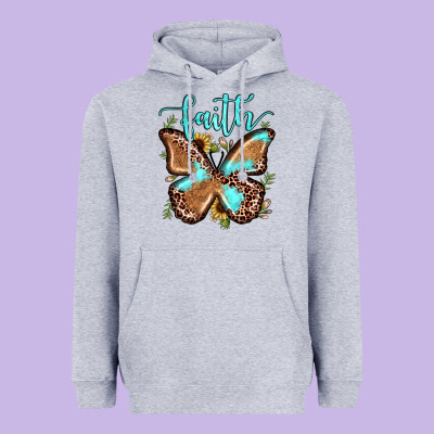 Faith Leopard Butterfly Heavyweight Hoodie Designed By Jahusdesignshop