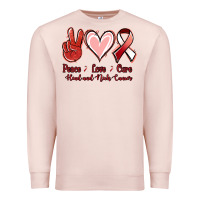 Pale Pink peace love cure head and neck cancer Premium Sweatshirt - Jasminsmagicworld