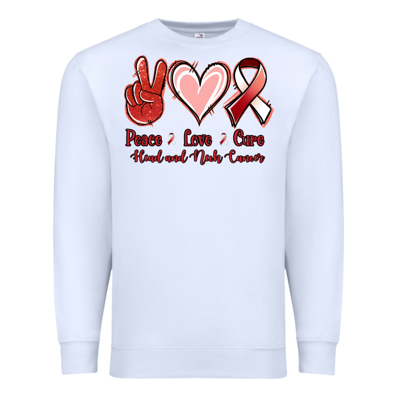 Peace Love Cure Head And Neck Cancer Premium Sweatshirt by Jasminsmagicworld | Teevron