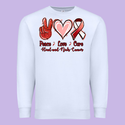 Peace Love Cure Head And Neck Cancer Premium Sweatshirt Designed By Jasminsmagicworld
