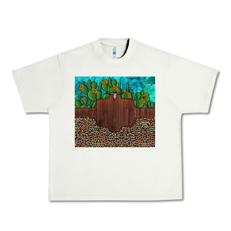 Custom Cactus And Sunflowers Leopard Turquoise Urban Heavy Tee by Artiststas | Teevron