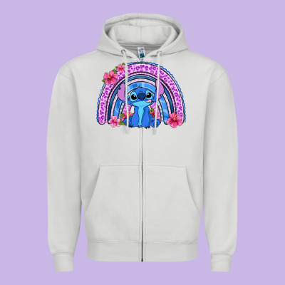 Stitch Rainbow Zipper Hoodie Designed By Zillion Design Studio