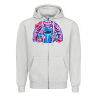 Dove Grey stitch rainbow Zipper Hoodie - Zillion Design Studio