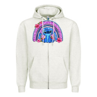Oatmeal Heather stitch rainbow Zipper Hoodie - Zillion Design Studio