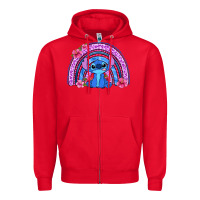 Red stitch rainbow Zipper Hoodie - Zillion Design Studio