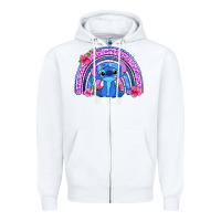 White stitch rainbow Zipper Hoodie - Zillion Design Studio