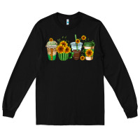 Black sunflowers coffee cups Long Sleeve Tee - AdoDesignShop