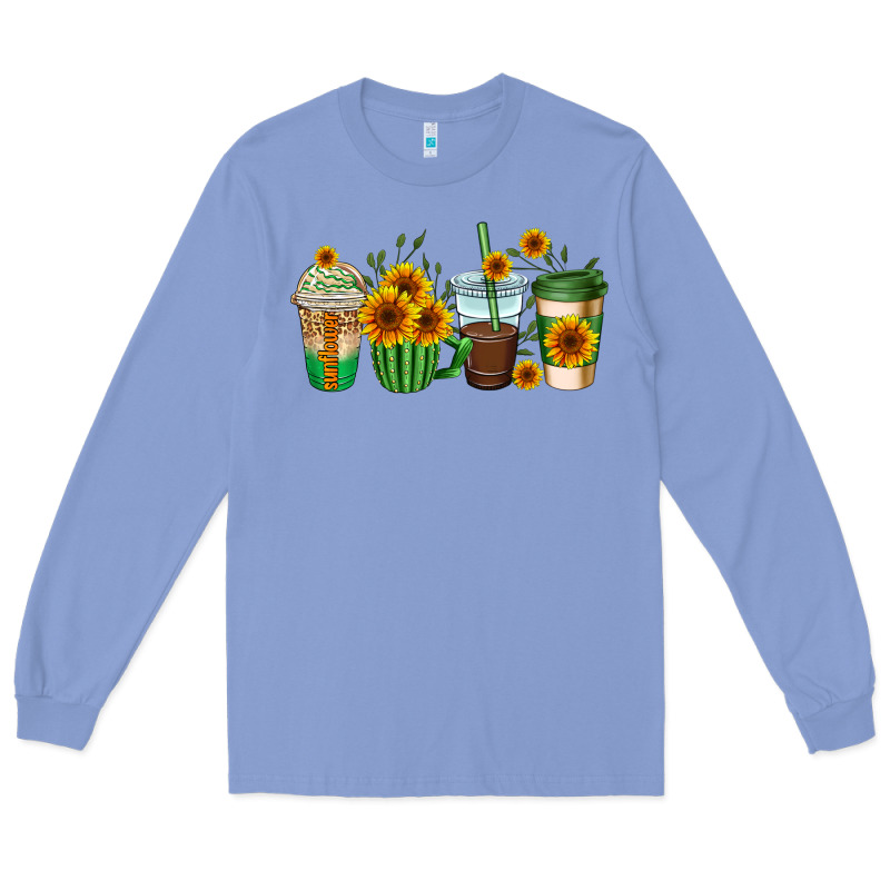 Sunflowers Coffee Cups Long Sleeve Tee by AdoDesignShop | Teevron