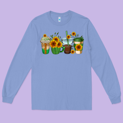 Sunflowers Coffee Cups Long Sleeve Tee Designed By Adodesignshop