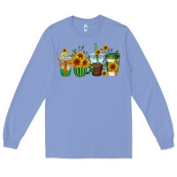Colony Blue sunflowers coffee cups Long Sleeve Tee - AdoDesignShop