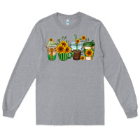 Heather Grey sunflowers coffee cups Long Sleeve Tee - AdoDesignShop