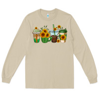 Mushroom sunflowers coffee cups Long Sleeve Tee - AdoDesignShop