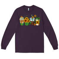Plum sunflowers coffee cups Long Sleeve Tee - AdoDesignShop