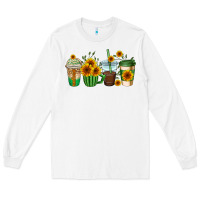White sunflowers coffee cups Long Sleeve Tee - AdoDesignShop