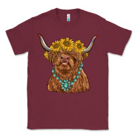 Burgundy highland cow with sunflower and gemstone Classic Tee - RanaPortraitStore