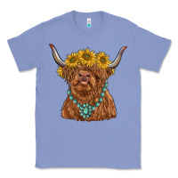 Colony Blue highland cow with sunflower and gemstone Classic Tee - RanaPortraitStore