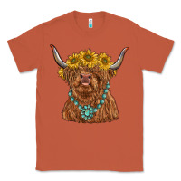 Copper highland cow with sunflower and gemstone Classic Tee - RanaPortraitStore