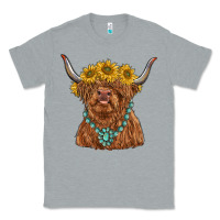 Heather Grey highland cow with sunflower and gemstone Classic Tee - RanaPortraitStore