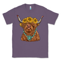 Lavender highland cow with sunflower and gemstone Classic Tee - RanaPortraitStore