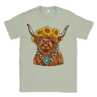 Matcha highland cow with sunflower and gemstone Classic Tee - RanaPortraitStore