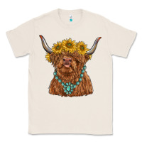 Natural highland cow with sunflower and gemstone Classic Tee - RanaPortraitStore