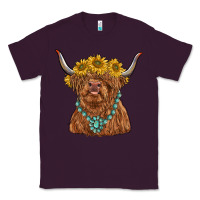 Plum highland cow with sunflower and gemstone Classic Tee - RanaPortraitStore