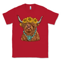 Red highland cow with sunflower and gemstone Classic Tee - RanaPortraitStore