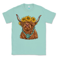Highland Cow With Sunflower And Gemstone Classic Tee | Teevron