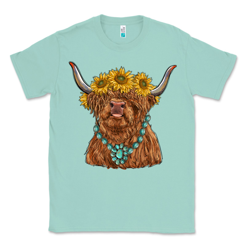 Highland Cow With Sunflower And Gemstone Classic Tee by RanaPortraitStore | Teevron