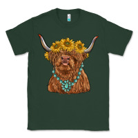 Sports Green highland cow with sunflower and gemstone Classic Tee - RanaPortraitStore