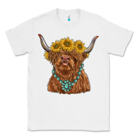 White highland cow with sunflower and gemstone Classic Tee - RanaPortraitStore